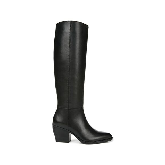 NATURALIZER Shoes - NATURALIZER Womens Black Wide Calf Stacked Heel Leather Heeled Boots 7.5 M WC